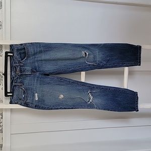 Ann Taylor Loft Boyfriend Jean Denim 25 / 0 Distressed Button-Fly